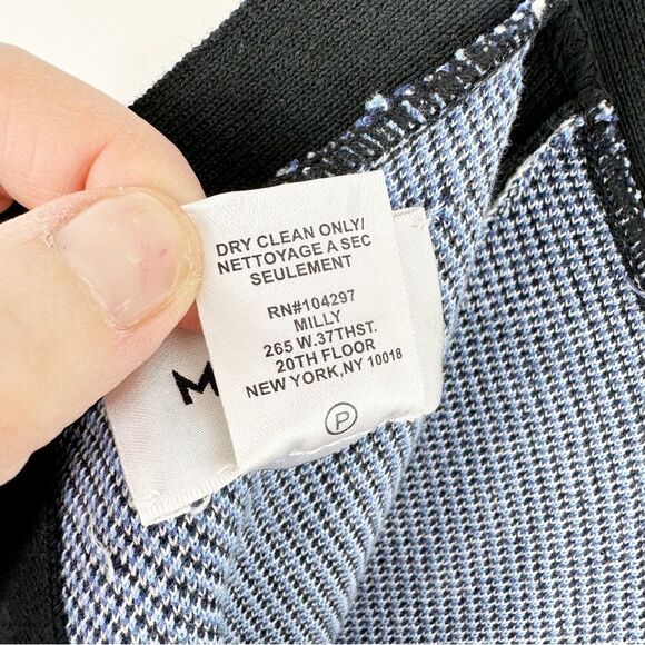 Milly Blue‎ Black Knit Abstract Print Halter Style Sleeveless Mini Dress Large - Picture 7 of 8